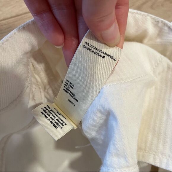 We the Free People White Denim Distressed Button Fly Raw Hem Skirt Size 28 - Picture 4 of 6